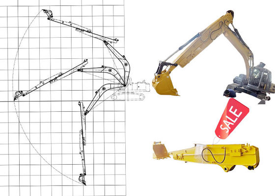 کیفیت  12M Excavator Telescopic Long Arm Extended Boom For Cat Hitachi Komatsu کارخانه